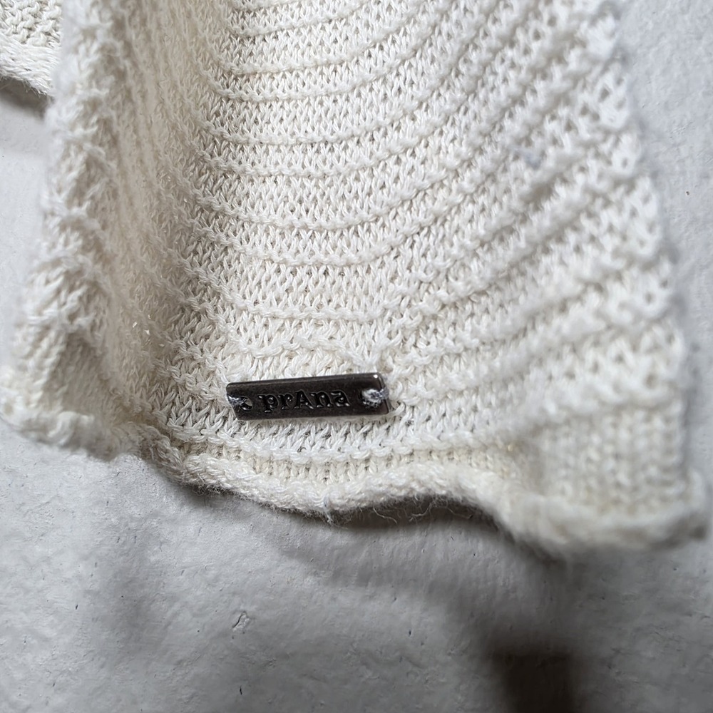 PrAna Womens XL Cream Open Knit Pullover Sweater Top Assymetrical Hem - Picture 4 of 9